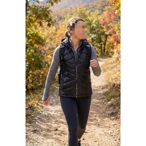 Calvin‎ Klein Womens Black Hybrid Puffer Jacket Hooded Down Quilted Coat Small